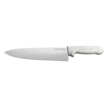 Dexter Cook&#39;s Knife, 10 Inches, High-Carbon Steel with White Handle, 1/Each