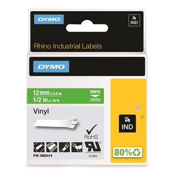 DYMO White on Green Color Coded Label, Permanent Adhesive, 1/2&quot; x 18 &#39;, Thermal Transfer, Green