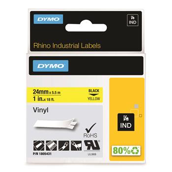 DYMO Black on Yellow Color Coded Label, Permanent Adhesive, 1&quot; x 18 &#39;, Thermal Transfer, Yellow