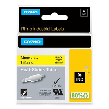 DYMO Black on Yellow Wire and Cable Label, Permanent Adhesive, 1&quot; x 5 &#39; , Thermal Transfer