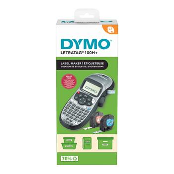DYMO LetraTag Label Maker, 100H, 2 Lines, 3-1/10 in W x 2-3/5 in D x 8-3/10 in H, Gray/Black