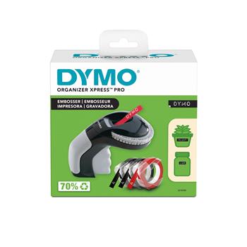DYMO Organizer Express Pro Embosser Label Maker Kit, 3 Label Tapes, Black/Gray