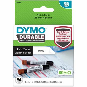 DYMO LW Durable Labels, 1&quot; x 2-1/8&quot;, White, 500 Labels