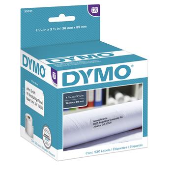 DYMO&#174; LabelWriter Address Labels, 1 2/5 x 3 1/2, White, 260 Labels/Roll, 2 Rolls/Pack