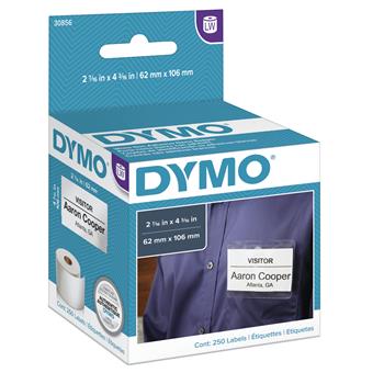 DYMO Name Badge Insert Labels, 2-7/16 x 4-3/16, White, 250/Box