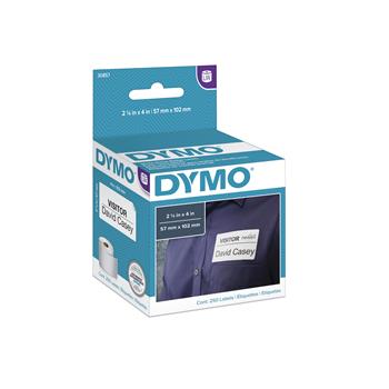 DYMO Self-Adhesive Name Badge Labels, 2-1/4 x 4, White, 250/Box