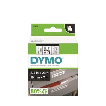 DYMO D1 Polyester High-Performance Removable Label Tape, 3/4in x 23ft, Black on White