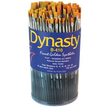Dynasty Finest Golden Synthetic Short Handle Brush Set, Flat Shaders, 108/ST