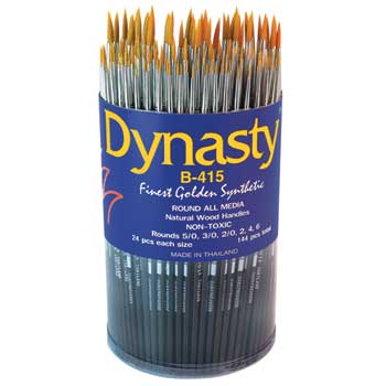 Dynasty Finest Golden Synthetic Short Handle Brush Set, Round, 144/ST