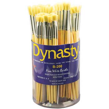 Dynasty&#174; Pure White Bristle Short Handle Brush Set, 72/ST