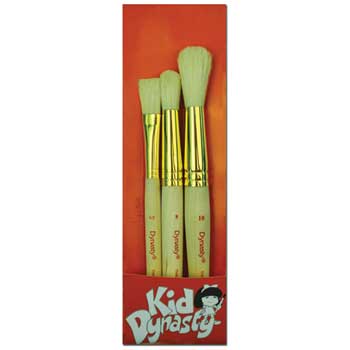 Dynasty Kid Dynasty Brush Set, White Bristle, Stubby, 3/PK