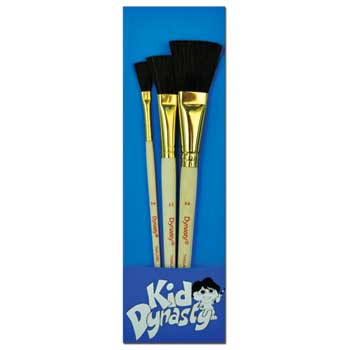 Dynasty Kid Dynasty Brush Set, Camel Hair Bristle, Flat , 3/PK