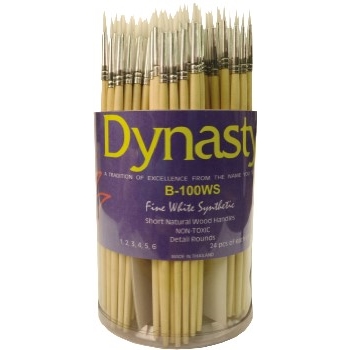 Dynasty Camel Hair Short Handle Brush Set, White Synthetic, 144/ST