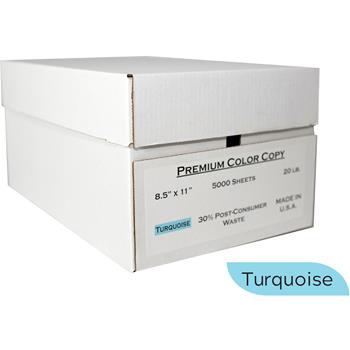 American Eagle Paper Colored Paper, 20 lb, 8.5&quot; x 11&quot;, Turquoise, 500 Sheets/Ream