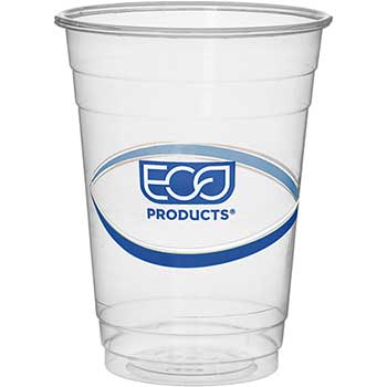 Eco-Products 25% Recycled Content Cold Cups, 16 oz, Plastic, Clear/Blue Stripe, 50/Pack, 20 Packs/Carton