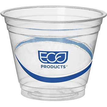 Eco-Products&#174; BlueStripe Recycled Content Clear Plastic Cold Drink Cups, 9oz, Clear, 50/Pack