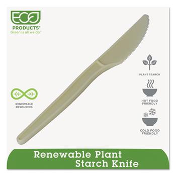 Eco-Products Knives, Plantstarch, 7&quot; L, Tan, 50 Knives/Pack