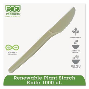 Eco-Products Knives, Plant Starch, 7&quot; L, Tan, 50 Knives/Pack, 20 Packs/Carton