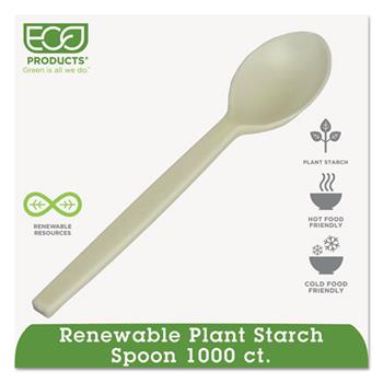 Eco-Products Spoons, Plantstarch, 7&quot;, Tan, 50 Spoons/Pack, 20 Spoons/Carton