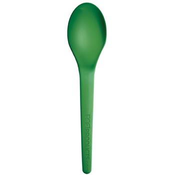 Eco-Products Plantware High Heat Spoons, Plant-Based Plastic, 6&quot; L, Green, 1000 Spoons/Carton