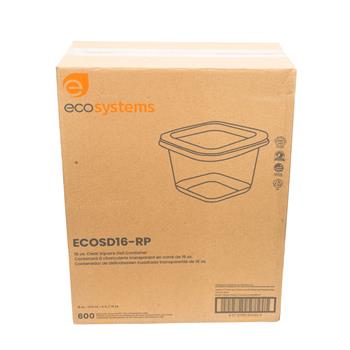 Bunzl EcoSystems Square Deli Container, Clear, 16 oz, 600 Containers/Case