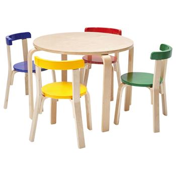 ECR4Kids Bentwood 27&quot; Table And Curved Back Chair Set, Assorted