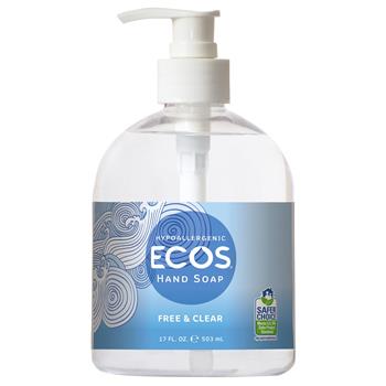 Earth Friendly Products ECOS&#174; Hypoallergenic Hand Soap, Free &amp; Clear Scent, 17 oz, 6/Case
