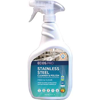 Earth Friendly Products ECOS&#174; PRO Stainless Steel Cleaner &amp; Polish, Unscented, 12/CT