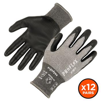 ergodyne Proflex 7072-12PR Nitrile Coated Cut-Resistant Gloves, ANSI A7, 18g, Medium, 12 Pairs/PK