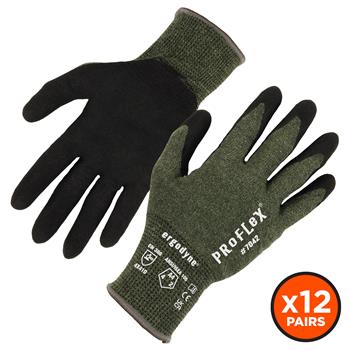 ergodyne Proflex 7042-12PR Nitrile Coated Cut-Resistant Gloves, ANSI A4, 18g, Heat Resistant, Small, 12 Pairs/PK