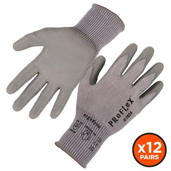 ergodyne Proflex 7024-12PR PU Coated Cut-Resistant Gloves, ANSI A2, 13g, Small, 12 Pairs/PK