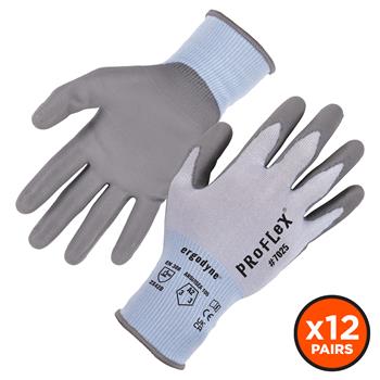 ergodyne Proflex 7025-12PR PU Coated Cut-Resistant Gloves, ANSI A2, 18g, Small, 12 Pairs/PK