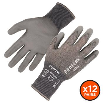 ergodyne Proflex 7044-12PR PU Coated Cut-Resistant Gloves, ANSI A4, 18g, Small, 12 Pairs/PK