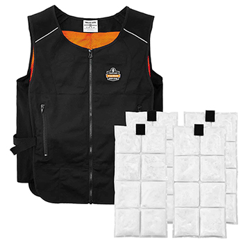 ergodyne Chill-Its&#174; 6260 Lightweight Phase Change Cooling Vest With Packs, S/M, Black
