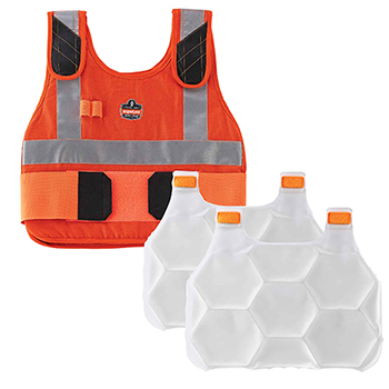 ergodyne Chill-Its&#174; 6215 L/XL Orange Premium FR Phase Change Cooling Vest with Packs