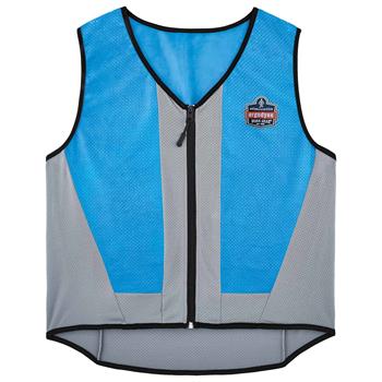 ergodyne Chill-Its Wet Evaporative Cooling Vest, 6667, PVA, Zipper Closure, 5XL, Blue