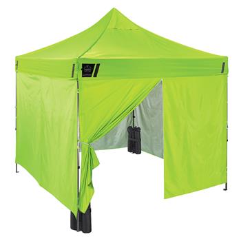 ergodyne SHAX 6053 Enclosed Pop-Up Tent Kit, 1 Tent &amp; 4 Sidewalls, 10&#39; x 10&#39;, Lime