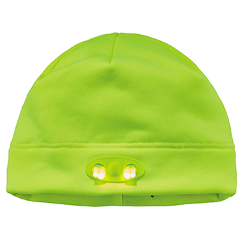 ergodyne N-Ferno&#174; 6804 Lime Skull Cap Beanie Hat with LED Lights