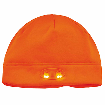 ergodyne N-Ferno&#174; 6804 Orange Skull Cap Beanie Hat with LED Lights