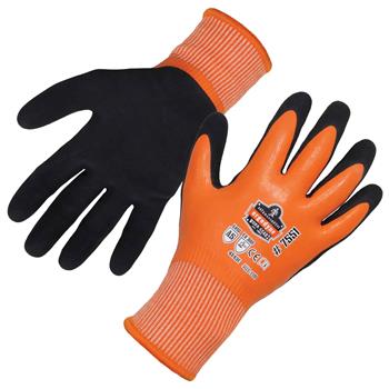 ergodyne&#174; ProFlex 7551 Coated Cut-Resistant Winter Work Gloves, Waterproof, Small, Orange