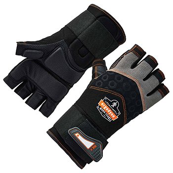 ergodyne ProFlex&#174; 910 S Black Half-Finger Impact Gloves + Wrist Support