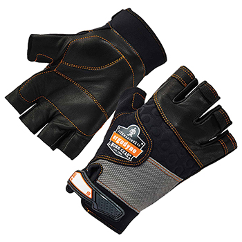 ergodyne ProFlex&#174; 901 S Black Half-Finger Leather Impact Gloves