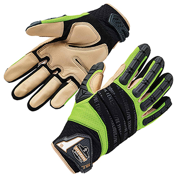 ergodyne ProFlex&#174; 924LTR S Lime Leather-Reinforced Hybrid DIR Gloves