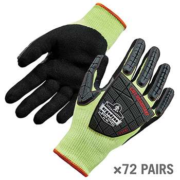 ergodyne ProFlex&#174; 7141-Case S Lime Nitrile-Coated DIR Level 4 Cut Gloves, 72 Pairs/CS