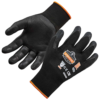ergodyne&#174; Proflex&#174; 7001 Nitrile-Coated Gloves - ANSI Level 2, Abrasion Resistant, Dsx™ Dry Grip, Small, Black