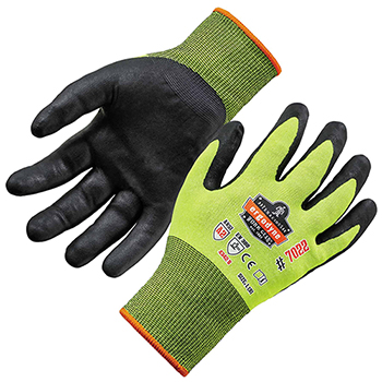 ergodyne Proflex&#174; 7022 Hi-Vis Nitrile-Coated Cut-Resistant Gloves - ANSI A2 Level, Dsx™ Dry Grip, Small, Hi-Vis Lime