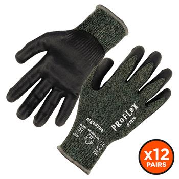 ergodyne Proflex 7070-12PR Nitrile Coated Cut-Resistant Gloves, ANSI A7, 13g, Heat Resistant, Large, 12 Pairs/PK