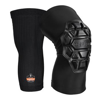 ergodyne ProFlex Padded Knee Sleeves, 550, 3-Layer Foam Cap, Black, XL