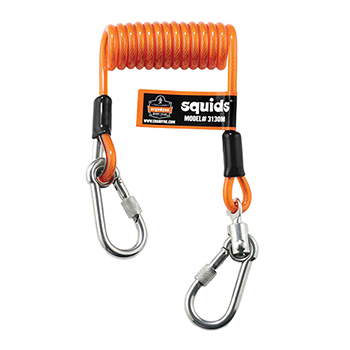 ergodyne Squids&#174; 3130M Standard Orange Coiled Cable Lanyard-5lbs