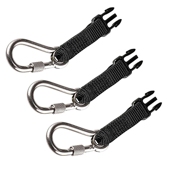 ergodyne Squids&#174; 3025 Standard Black Accessory Pack Retractables - SS Carabiners 3-pack